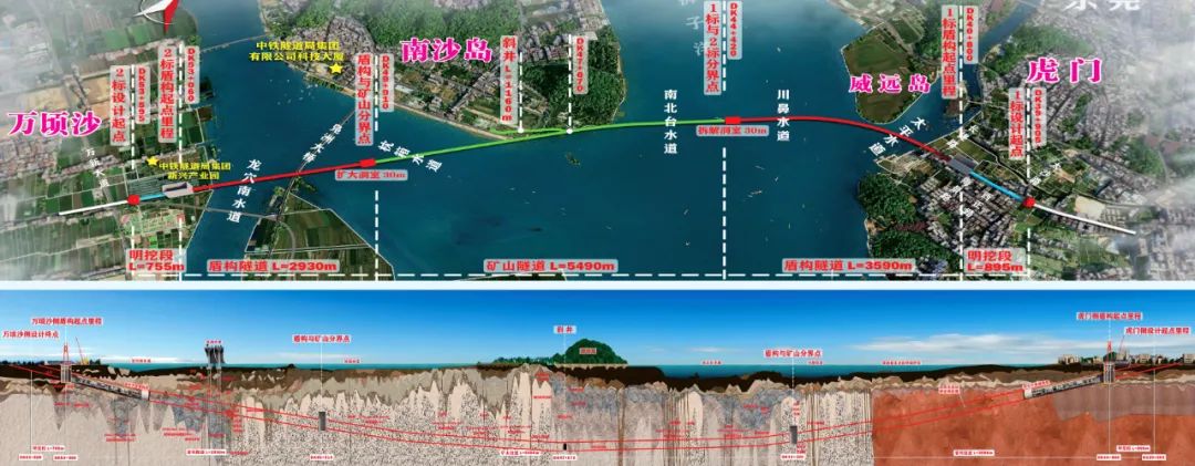 &nbsp;中铁隧道局深江铁路珠江口隧道工程示意图