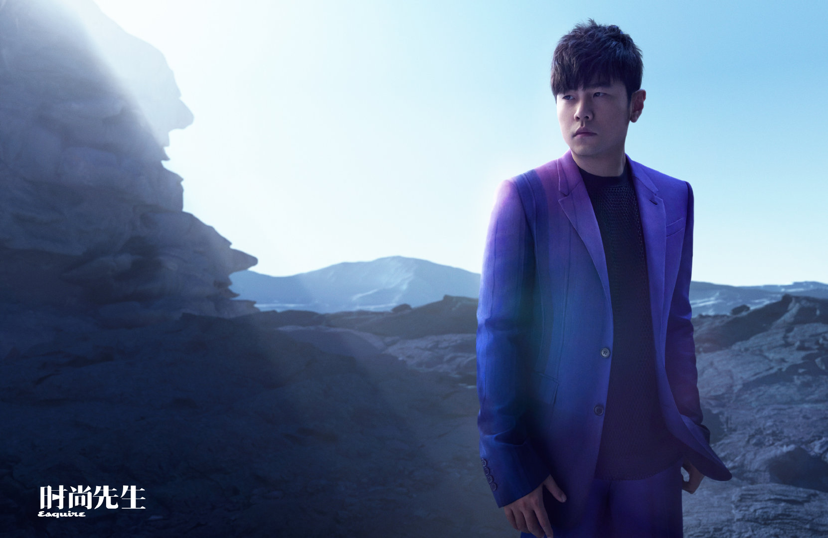周杰伦五登时尚先生杂志封面 神秘氛围时尚科技感十足