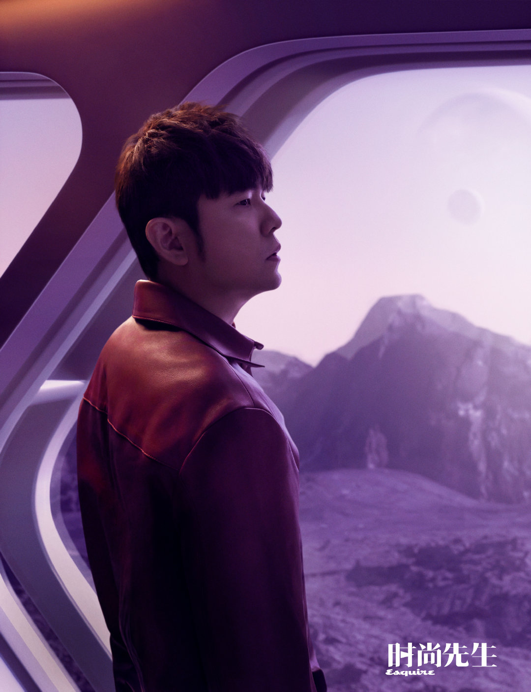 周杰伦五登时尚先生杂志封面 神秘氛围时尚科技感十足