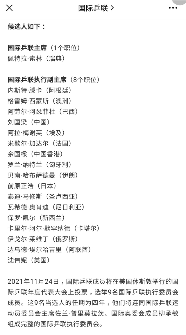国际乒联内定副主席？提名17人竞争8席位，官方称刘国梁将当选休闲区蓝鸢梦想 - Www.slyday.coM
