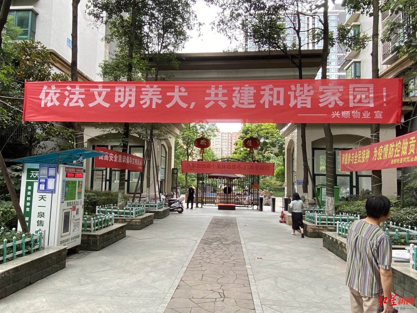 小区门口的养犬宣传横幅