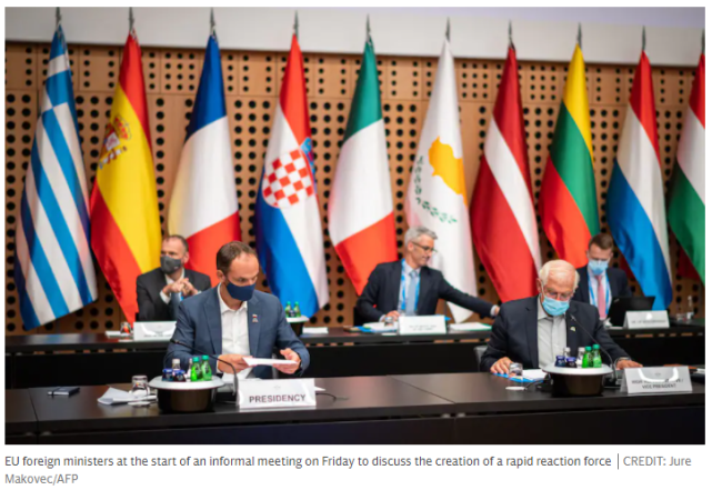 在上周五的一次非正式会议中,欧盟外长讨论快速反应部队的建立(报道