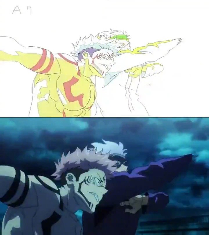 咒术回战 五条悟 vs 两面宿傩 打斗原画 by渡边启一郎