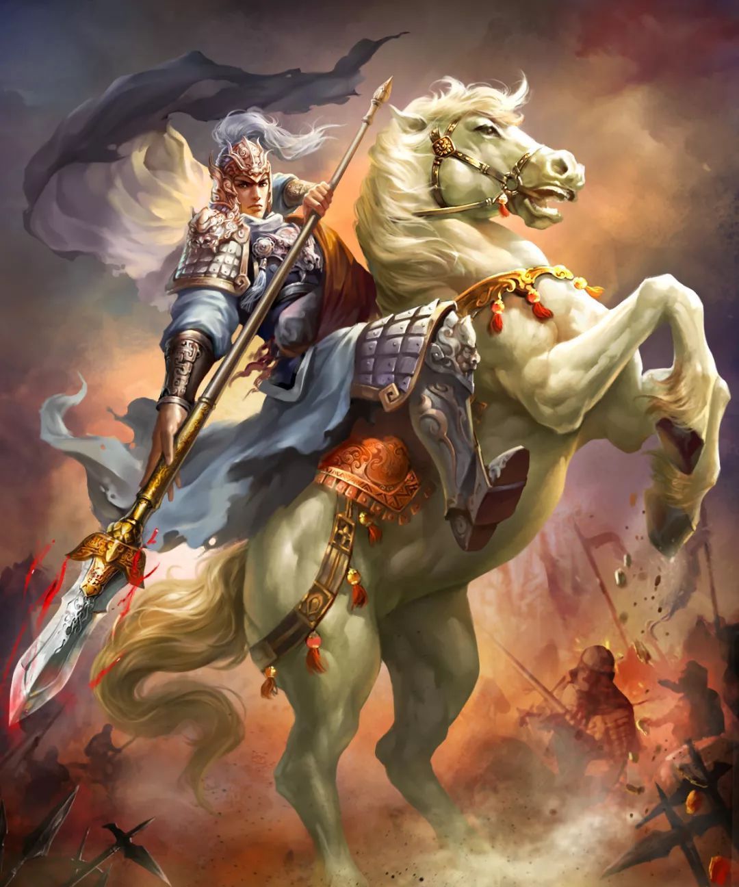 蜀汉的武将顶点是四个人:关羽,张飞,马超,赵云.