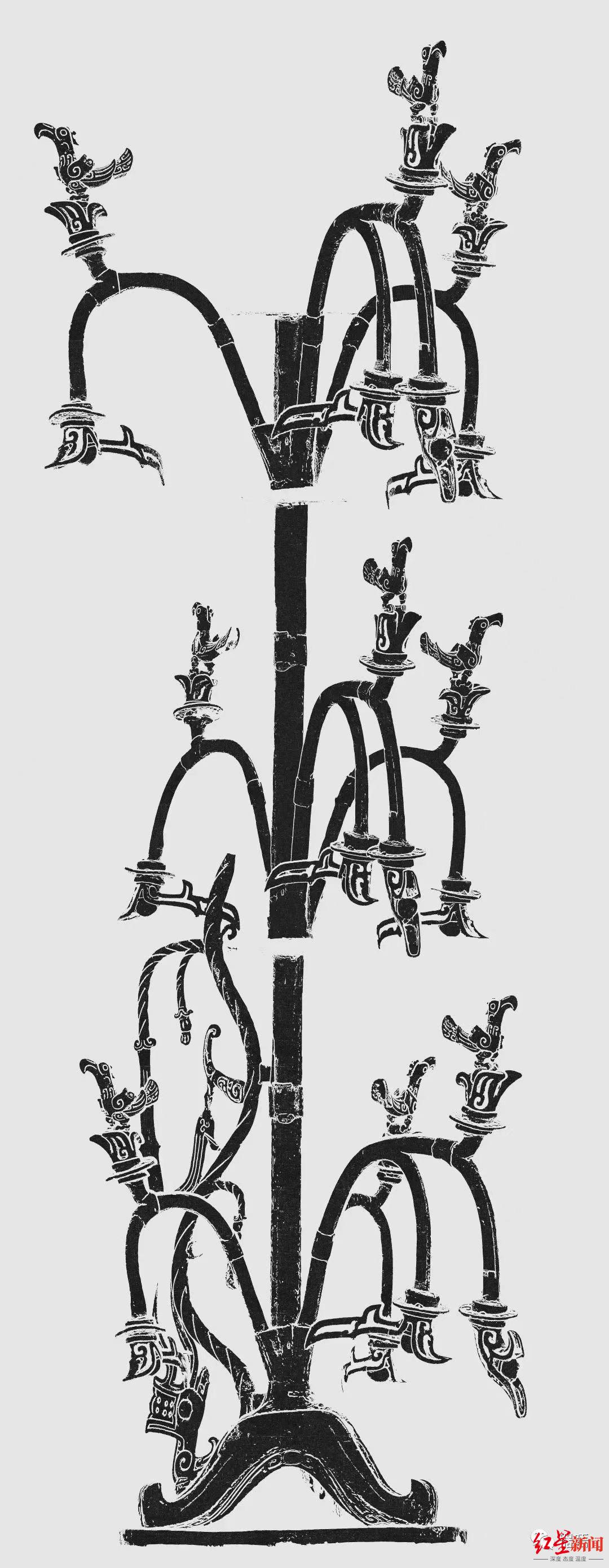 红星观察古蜀人爱设计在玉琮上给神树画速写在丝绸上给神树画设计图