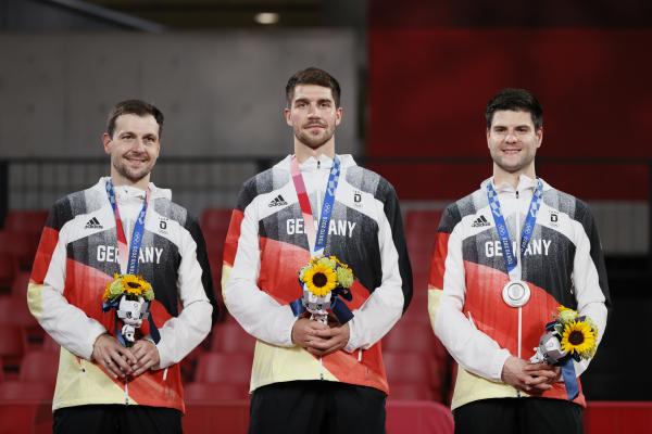 东京奥运会上,德国队获得乒乓球男团亚军.