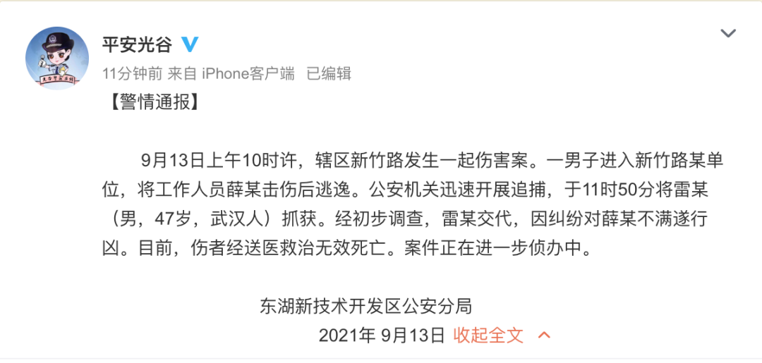 武汉发生一起伤害致死案！警方最新通报休闲区蓝鸢梦想 - Www.slyday.coM