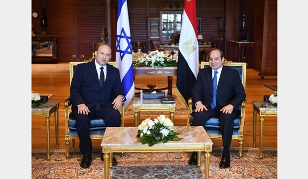 埃及总统塞西会见以色列总理贝内特，图自埃及总统府网站