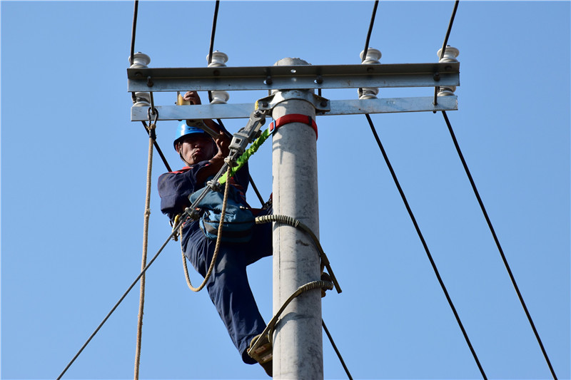 白莲村新屋台区低压电网改造项目在施工.怀宁供电公司供图