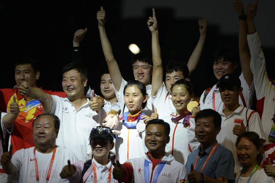 培养的运动员王炜获得金牌,为山东体育代表团摘得本届全运会的第十金