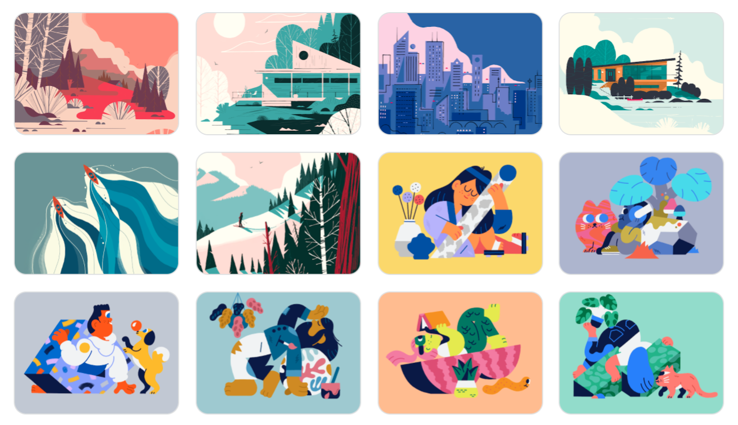 这12张壁纸是在chrome canvas上绘制的,这是谷歌的一个流行的绘画应用