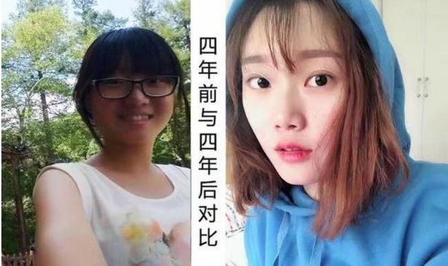 大学四年前后对比照颜值变化判若两人网友调侃换了个头