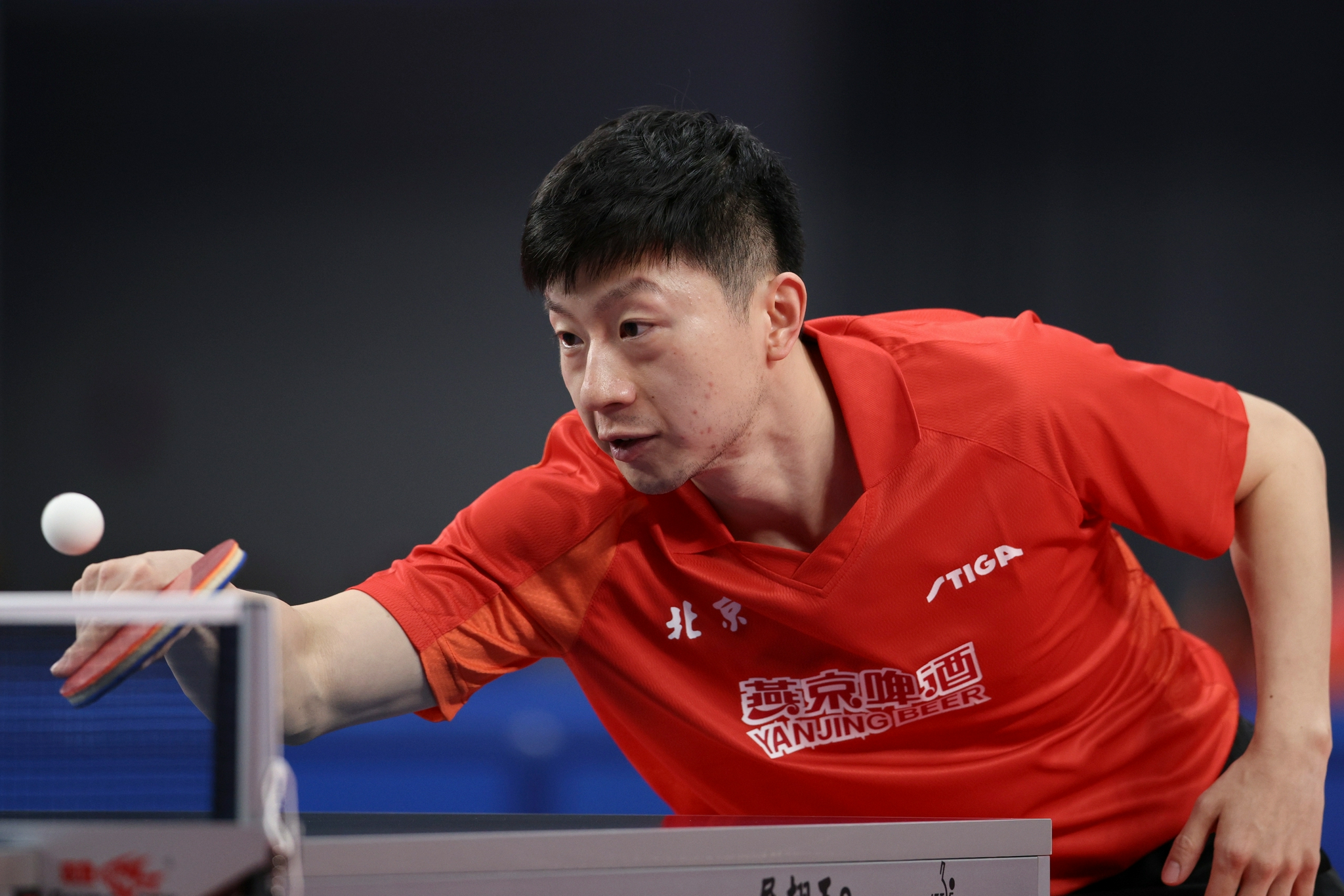 9月19日,北京队选手马龙在比赛中回球.新华社记者 张涛 摄