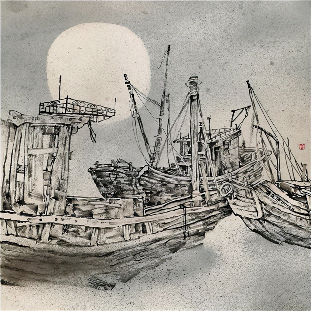 海涛明月古船情著名画家周祖光古船写生记略