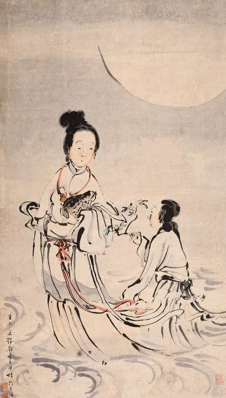 中秋节明月几时有国画有中秋