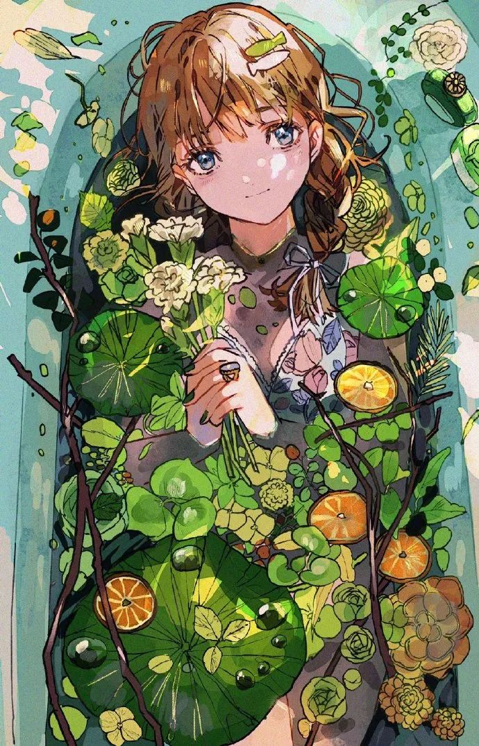 一组花朵般的少女插画,色彩丰富又绚丽!