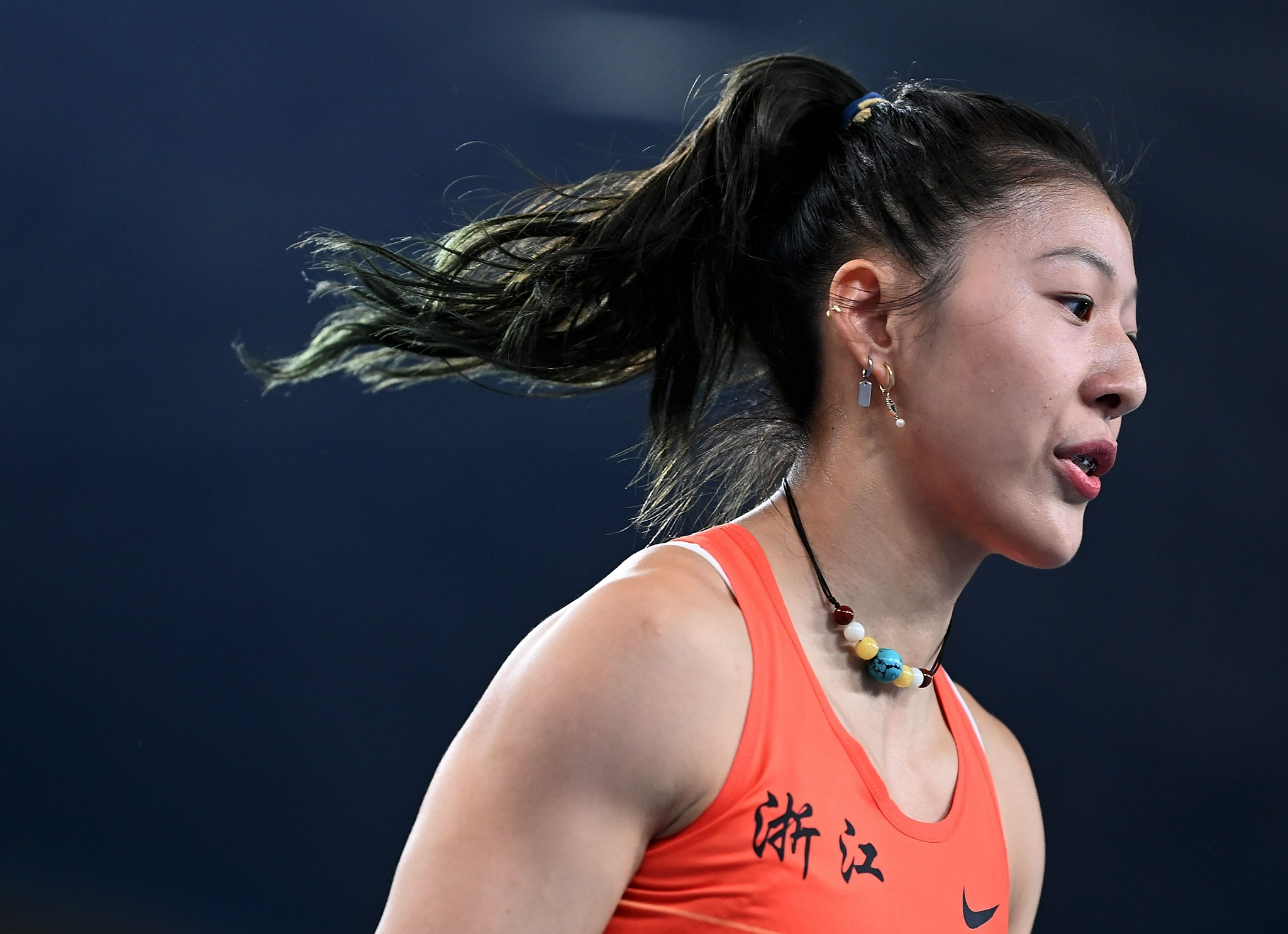 9月22日,浙江队选手李玲在比赛中.新华社记者 宋彦桦 摄