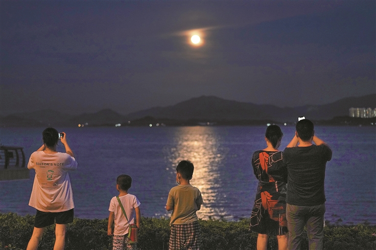中秋夜 市民赏明月庆佳节|明月|深圳湾公园|赏月_新浪新闻