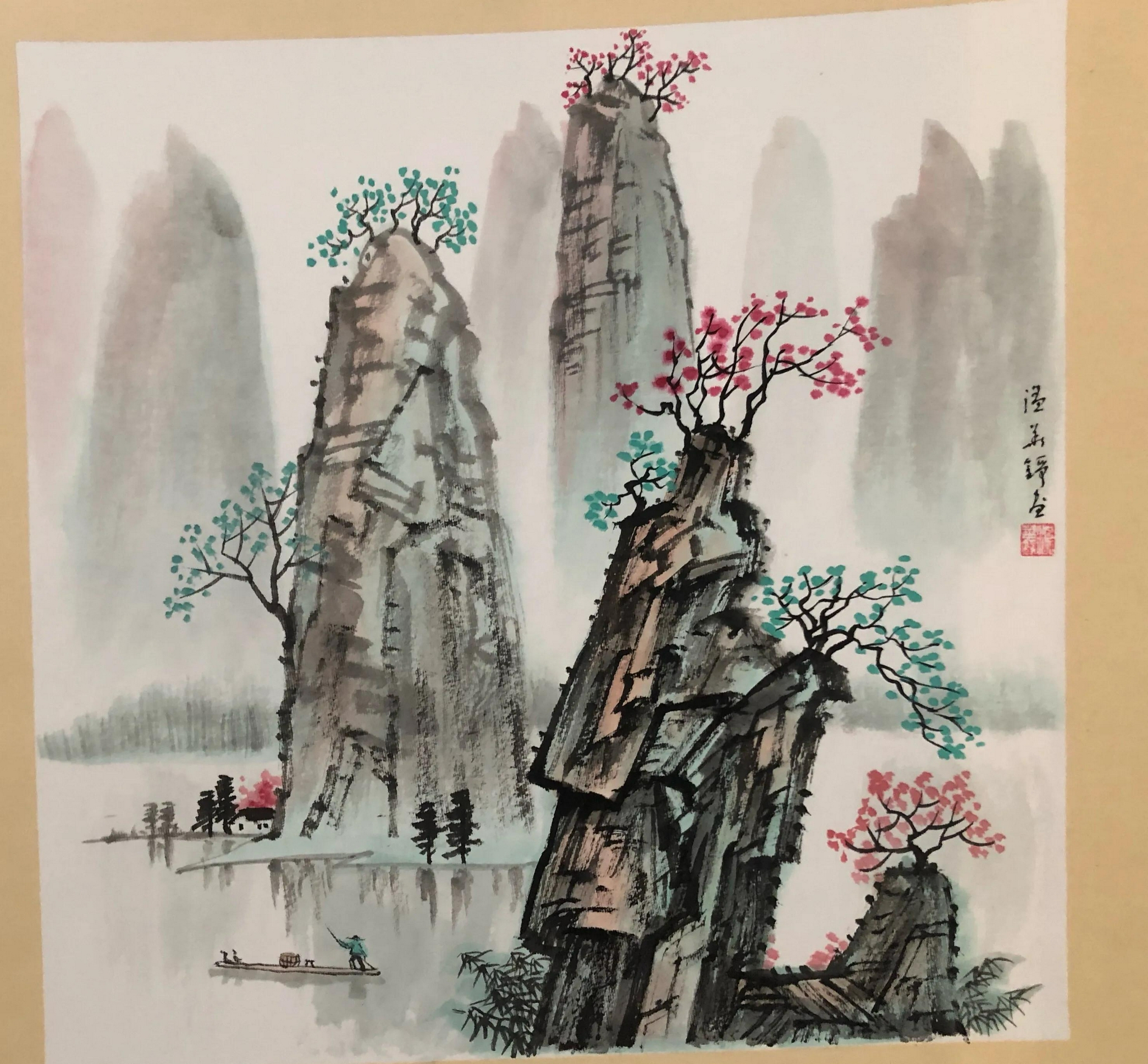 广东省梅县著名画家温华铮桂林山水画作品欣赏