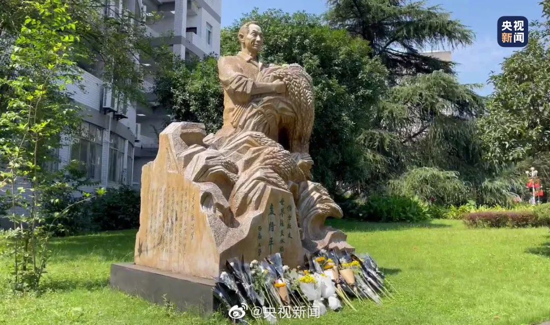 今天袁隆平雕像前满是鲜花