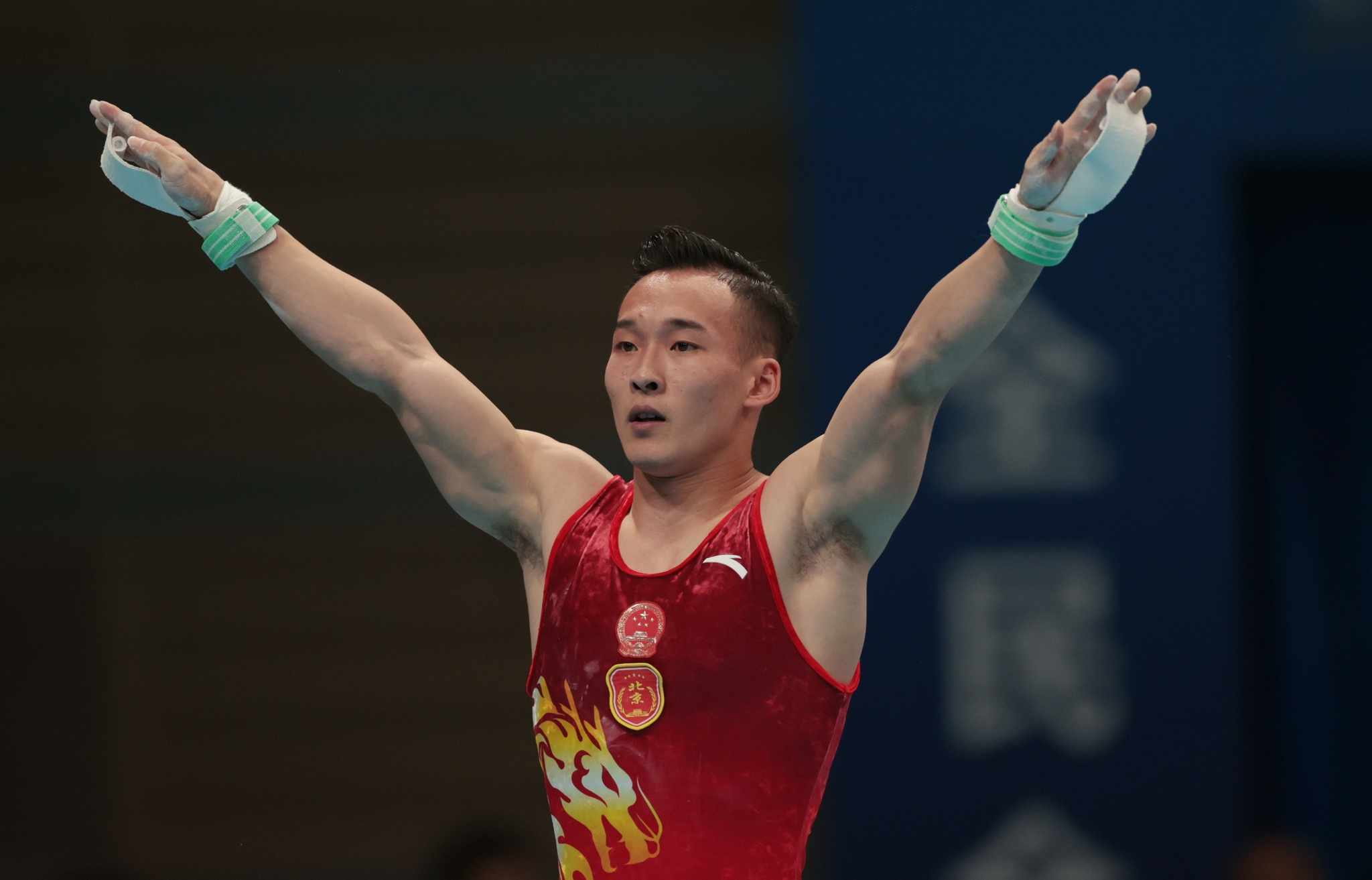 9月23日,北京队选手肖若腾在鞍马比赛中.新华社记者 许雅楠 摄