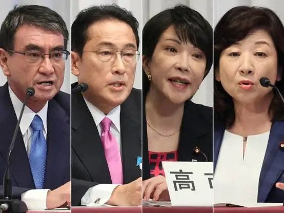 （从左至右）自民党总裁候选人河野太郎、岸田文雄、高市早苗、野田圣子 资料图