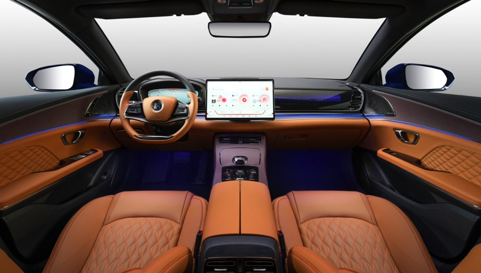 新增蓝色外观橙色内饰比亚迪汉ev新增车型上市售2588万起