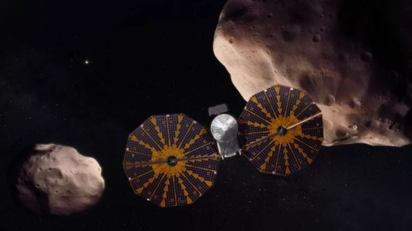 研究小行星的“露西”号探测器的想象图（美国太空网站）