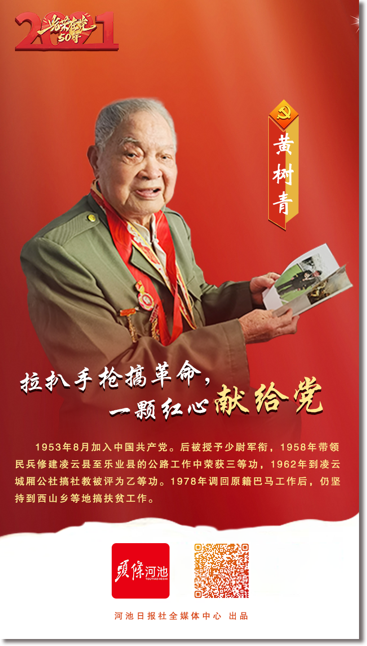 海报光荣在党五十年今天我们致敬20名河池老党员的初心