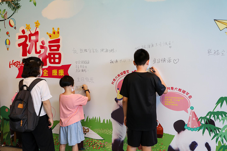 游客写下给大熊猫的祝福语。