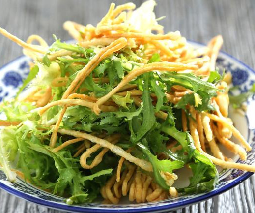 苦菊拌馓子的做法!|苦菊|蒜沫|香醋_新浪新闻