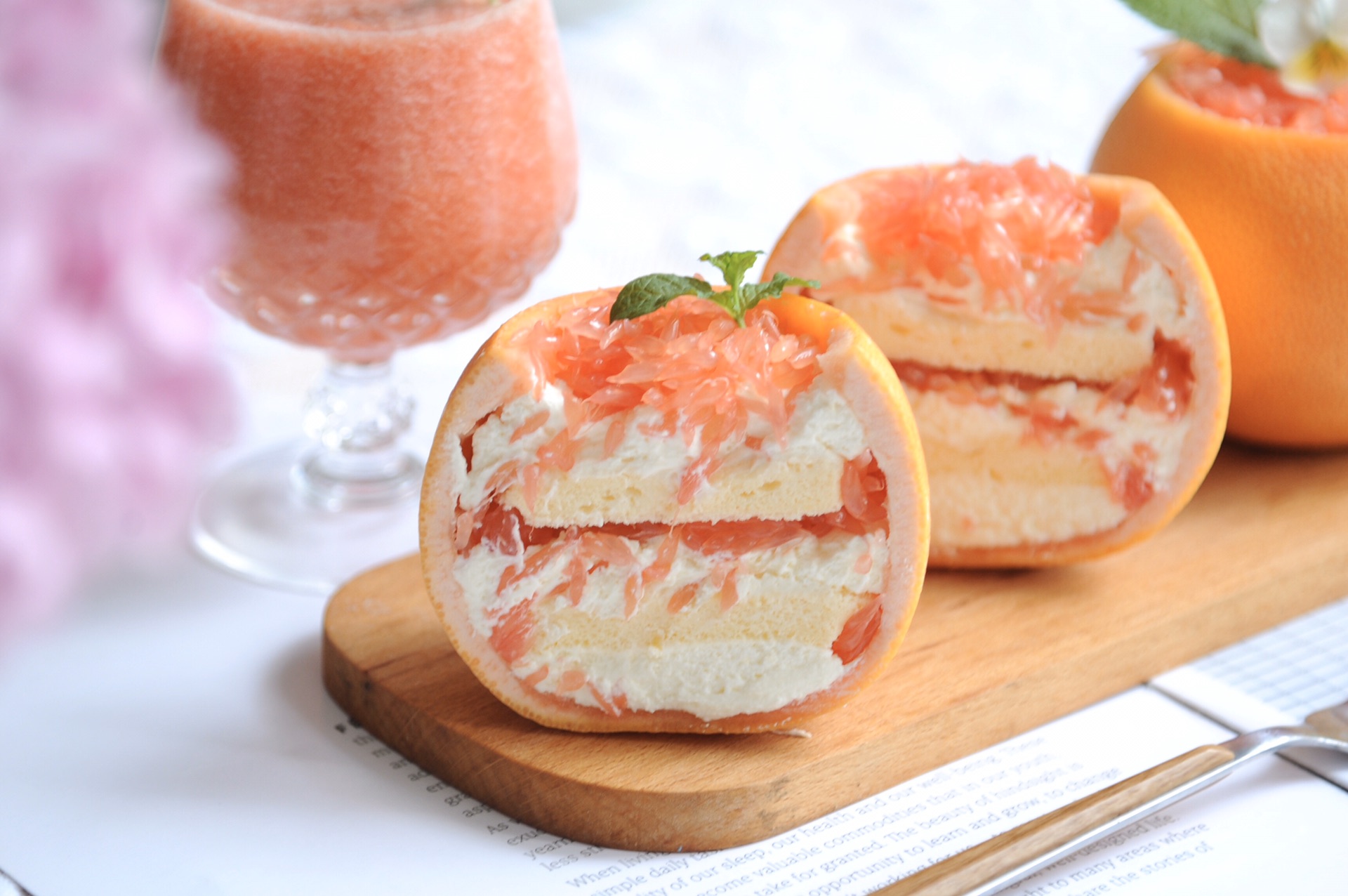 可爱又好吃的西柚蛋糕,清香爽口又香甜,几分学会|西柚|蛋糕|果肉_新浪