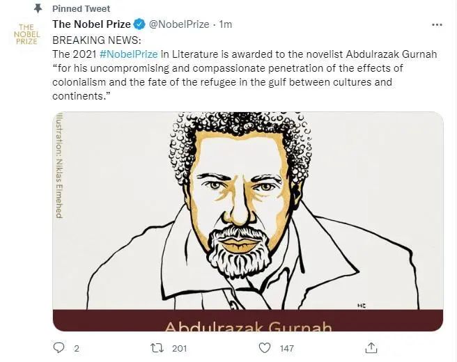 2021年诺贝尔文学奖揭晓，“桂冠”为何是他？休闲区蓝鸢梦想 - Www.slyday.coM