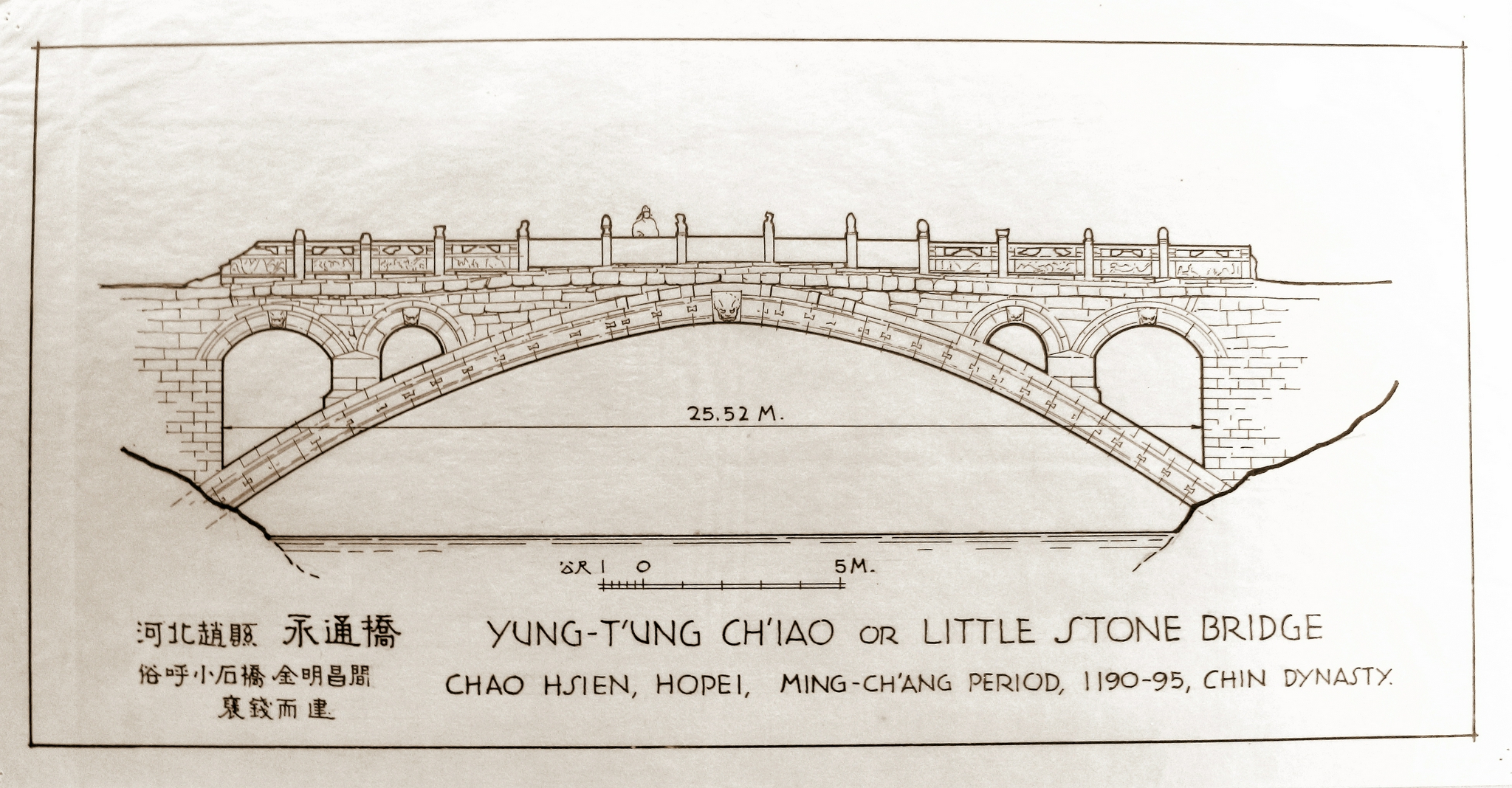 赵州桥手绘素描图片