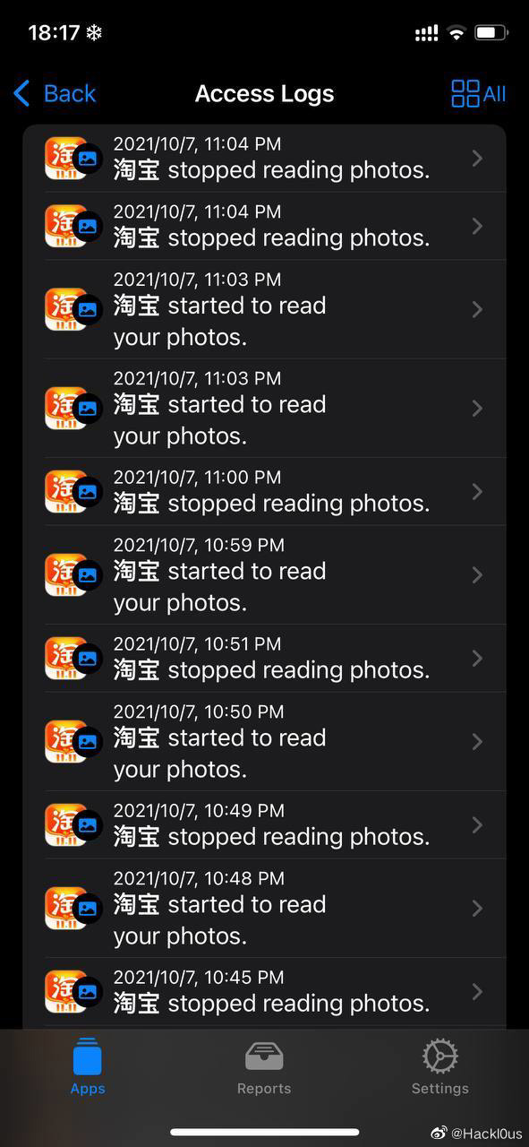 网友发现微信、淘宝等国产 App 在后台反复读取用户相册休闲区蓝鸢梦想 - Www.slyday.coM
