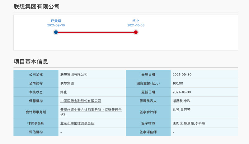 联想集团科创板IPO审核状态变更为“终止”，因发行人撤回发行上市申请休闲区蓝鸢梦想 - Www.slyday.coM