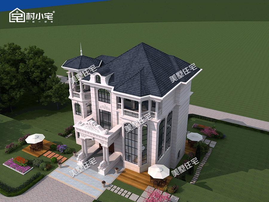 更是凸出建筑的独特性搭配八角形设计亭式的露台与阳台为建筑增添一丝