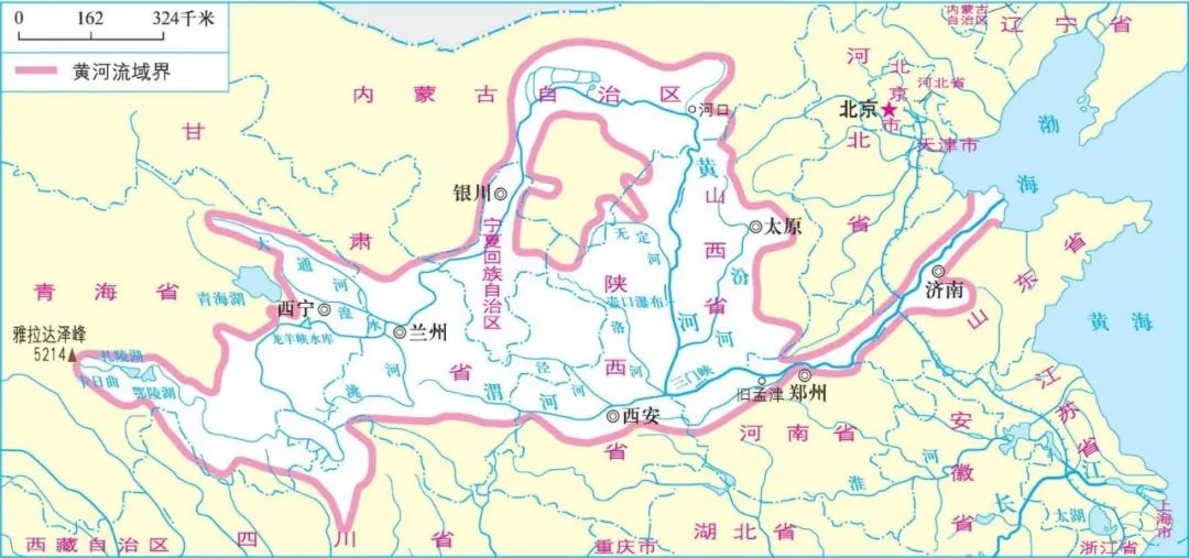 黄河流域示意图 网络图片
