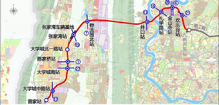 15号线二期工程线路走向示意图图源：重庆发布