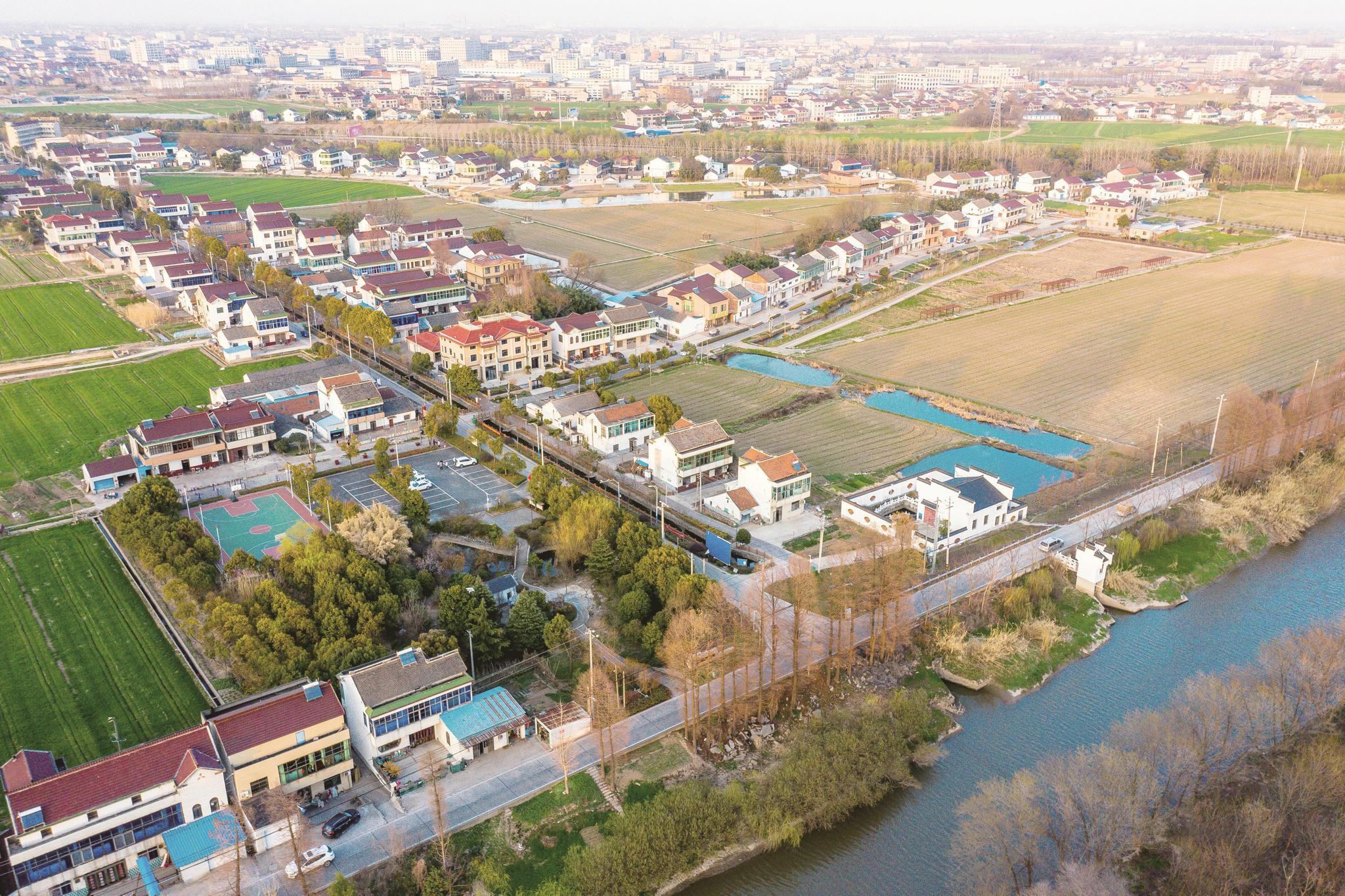 新北区孟河镇小黄山村十圩埭村鸟瞰.