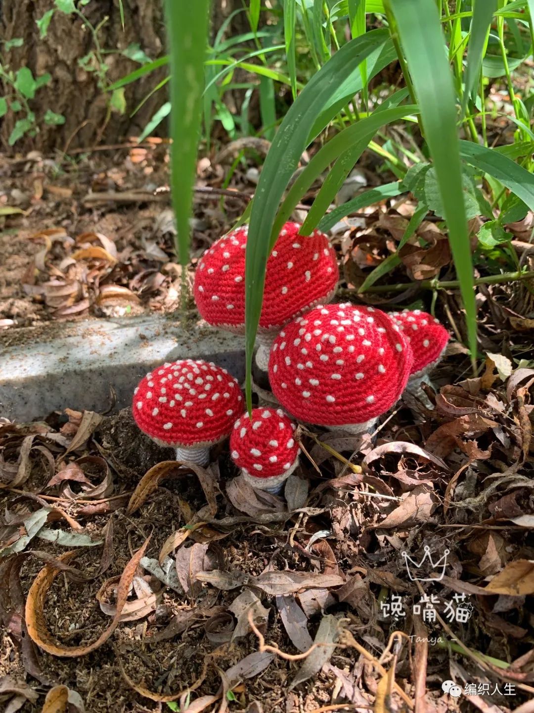 红伞伞白杆杆超可爱钩针蘑菇玩偶有编织说明