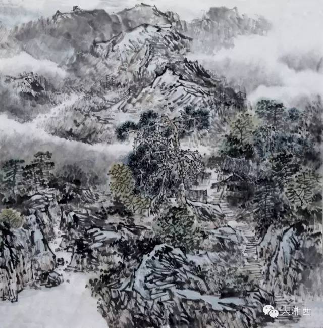 田明画作《山静松声远》2009年《土家民族的历史