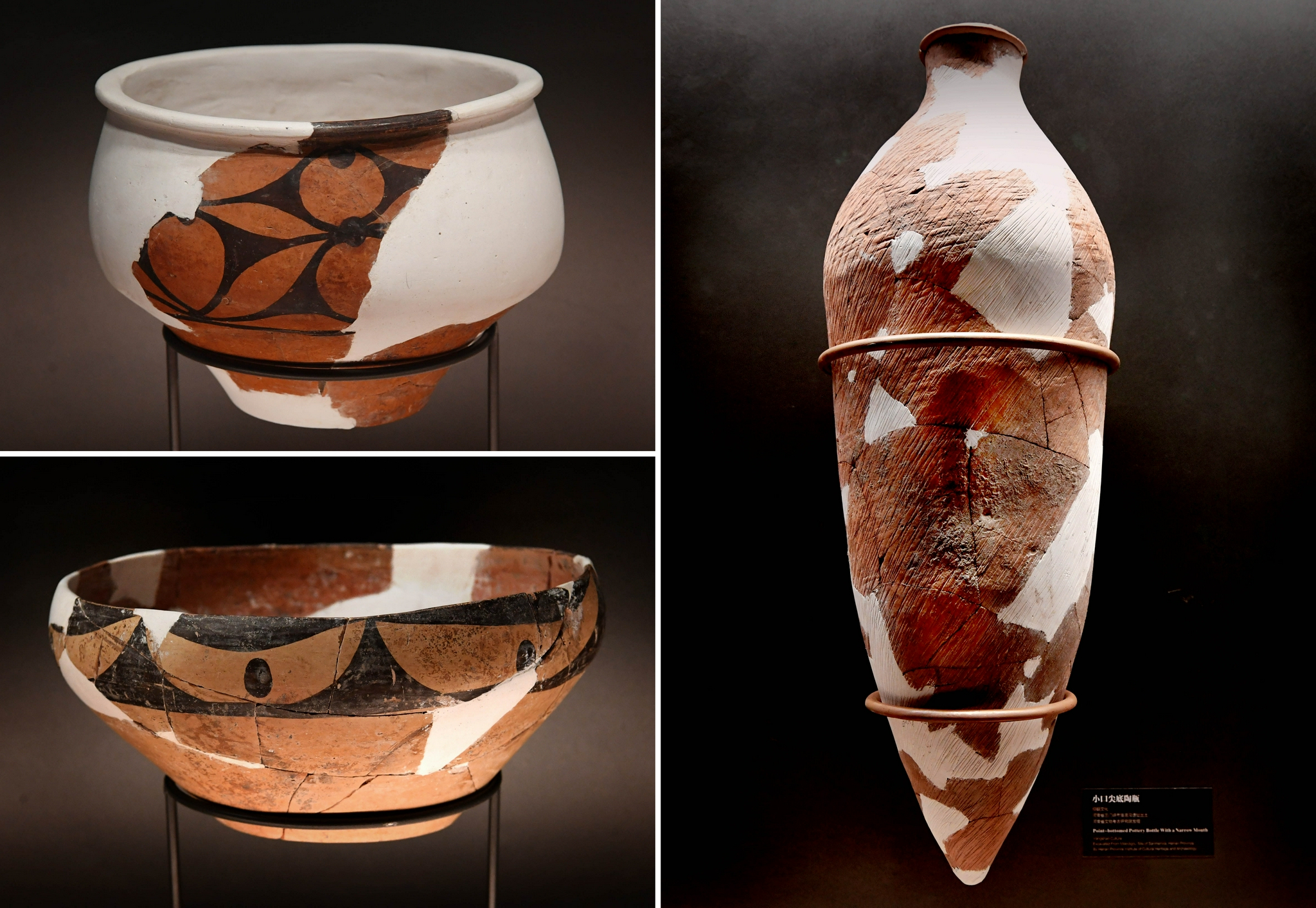 这是10月15日在庙底沟仰韶文化博物馆内拍摄的展品(拼版照片).