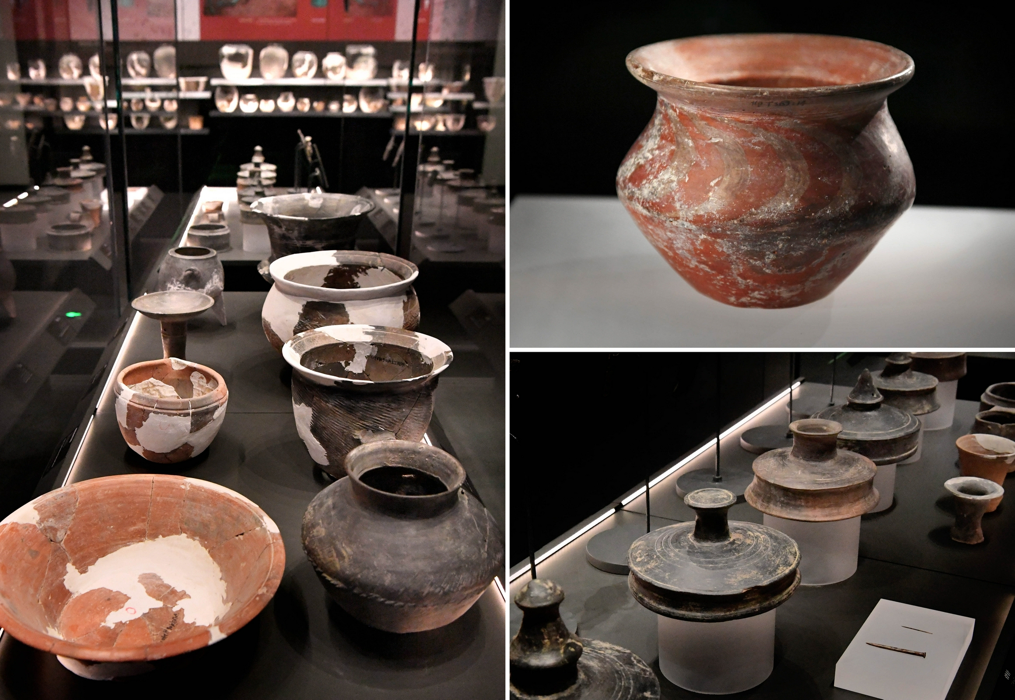 这是10月17日在庙底沟仰韶文化博物馆内拍摄的展品(拼版照片).