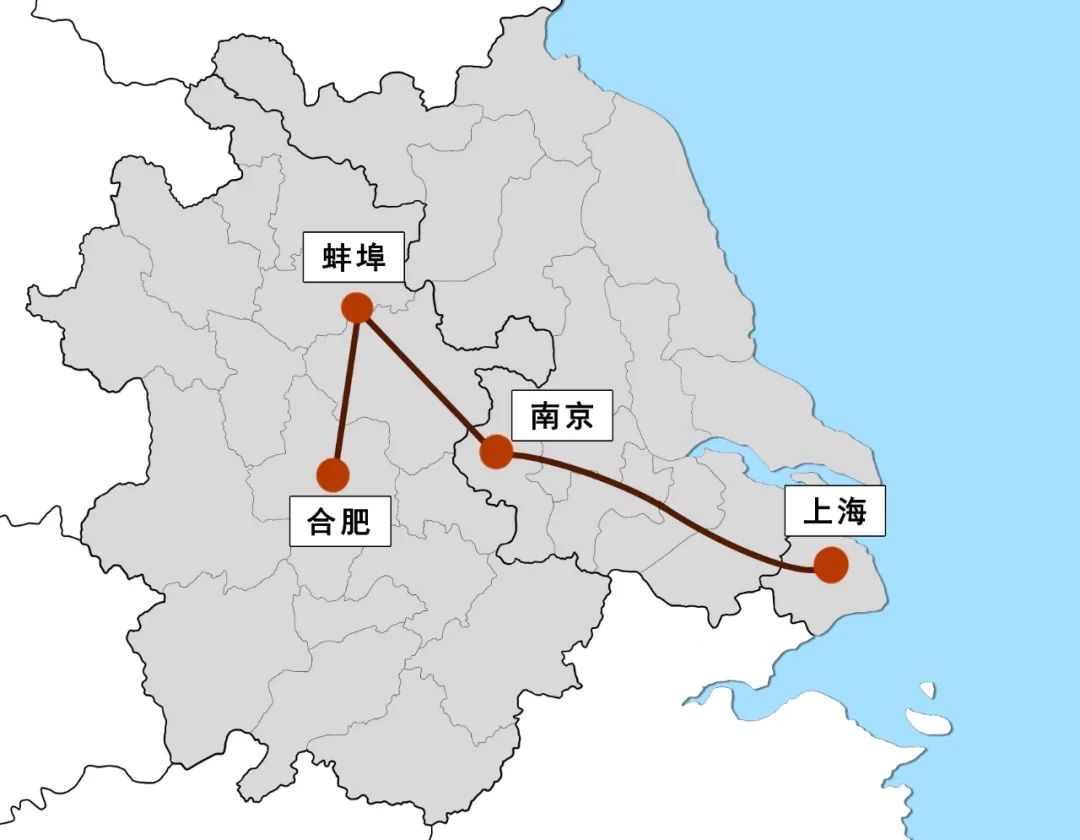 普铁时代合肥乘坐火车前往南京、上海居然先北上蚌埠再南下绕道，明明近在咫尺，实际“咫尺天涯”制图：郭宜璐