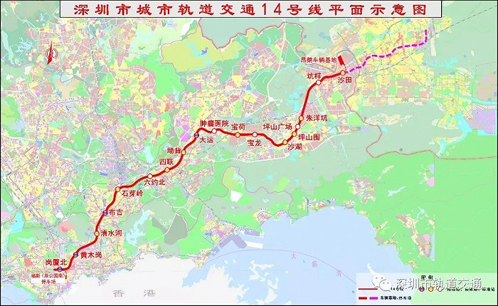 地铁14号线线路示意图（站点以实际运营为准）