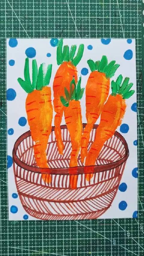 创意美术 《拓印画-胡萝卜》_手机新浪网