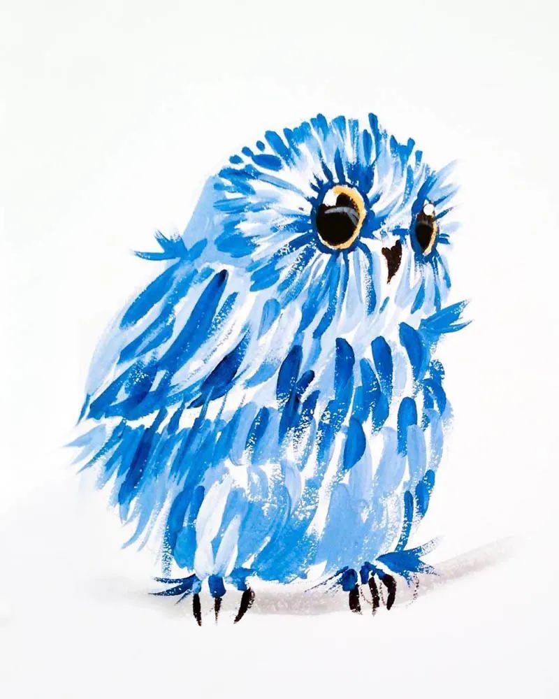 她画了一组水彩猫头鹰,可爱呆萌的样子,把人的心都萌化了|水彩画|水彩