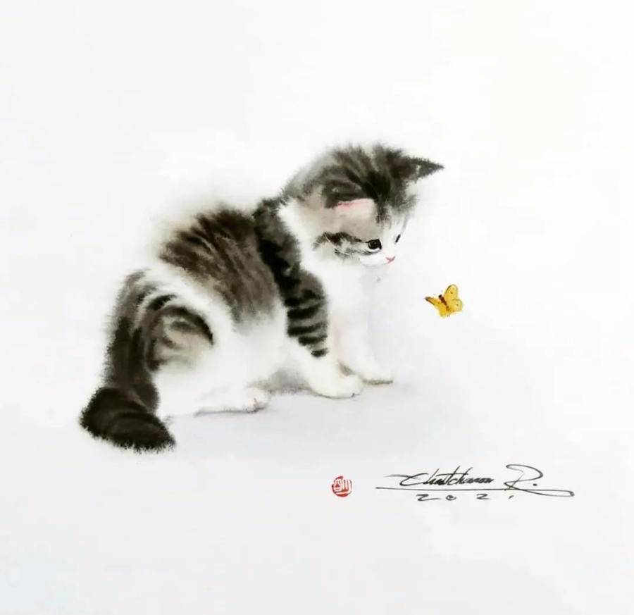 猫咪|水彩|笔下_新浪新闻