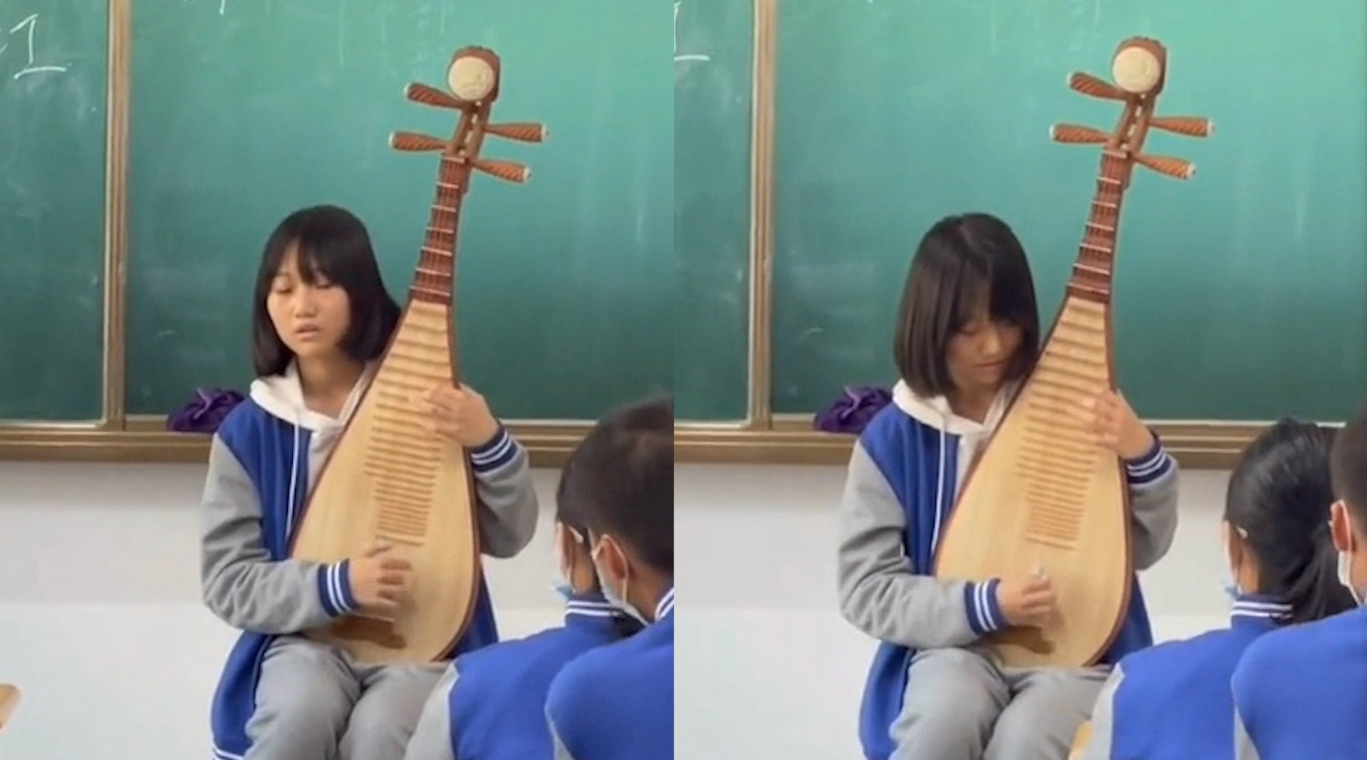 女生课堂上弹琵琶演绎琵琶行 现场同学惊呼：给你鞠躬_新浪新闻